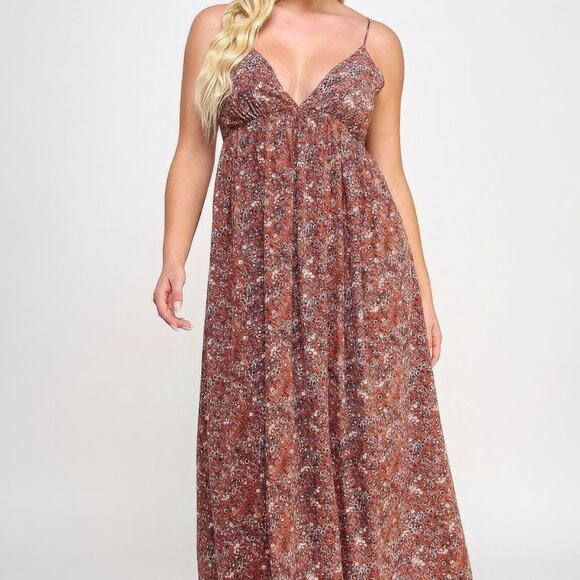 Floral Maxi Dress - RUST - Picture 5 of 5